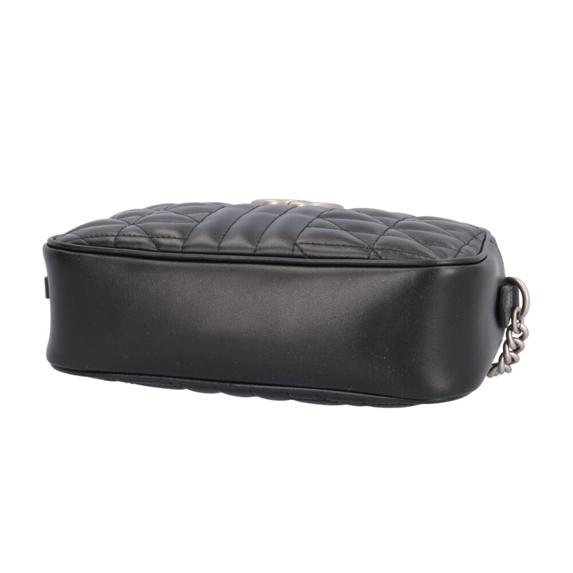 Gucci Gg Marmont Black Leather Handbag Shoulder Bag (Pre-Owned)