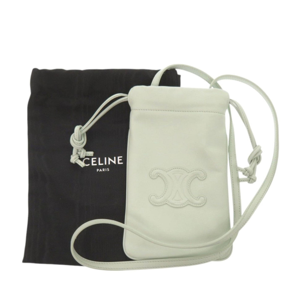 Celine Light Green Leather Pouch Shoulder Bag (Pre-Owned)