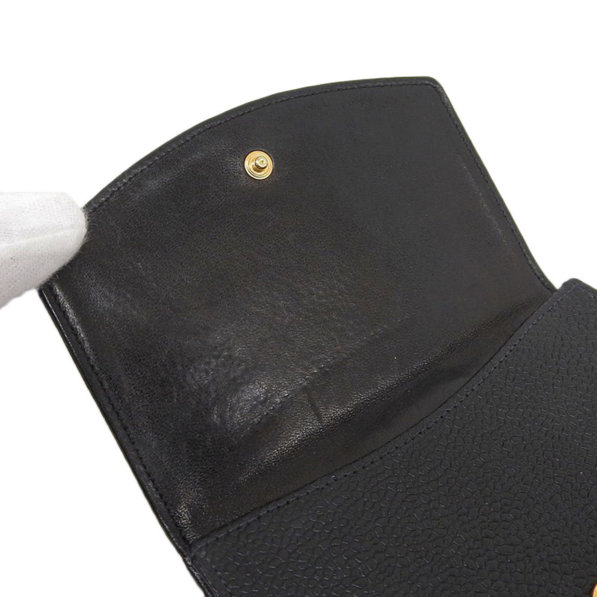 Chanel Black Grained Calfskin Wallet (Bi-Fold) (Pre-Owned)