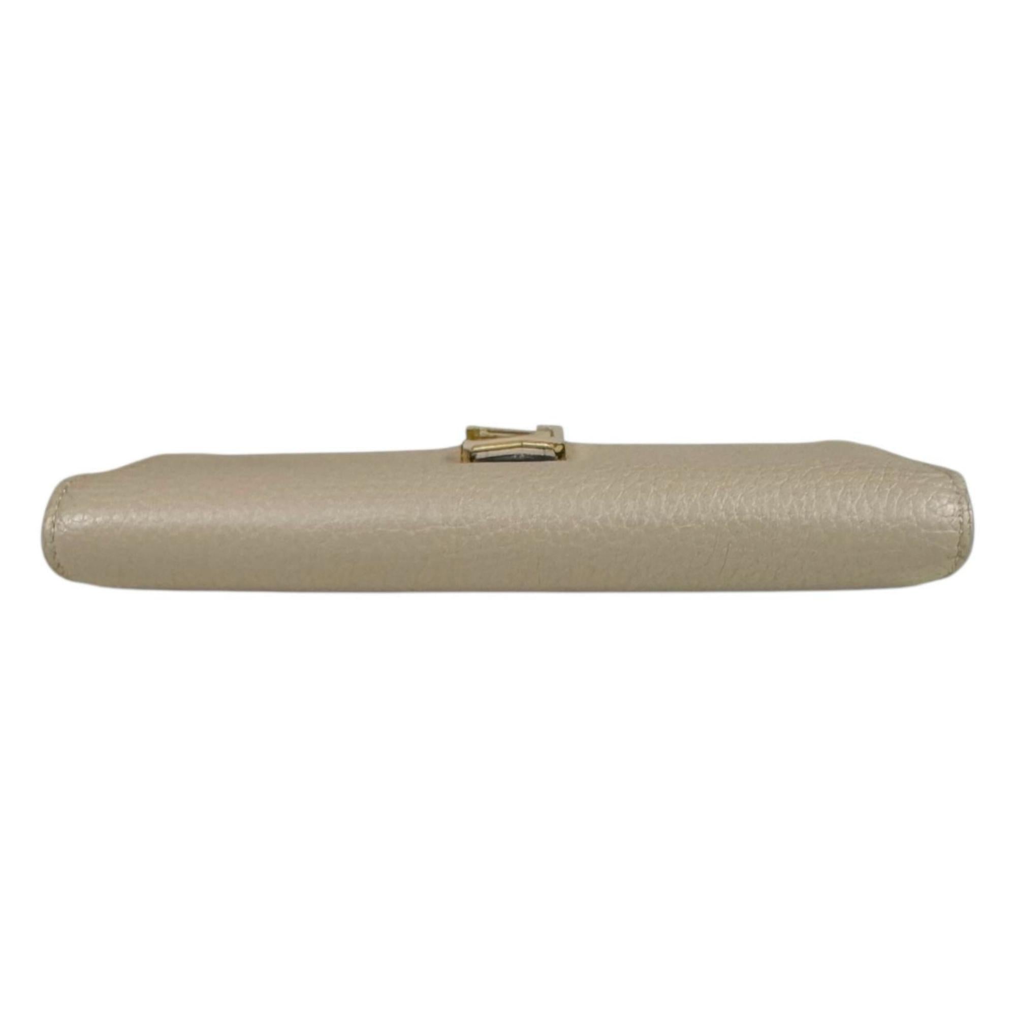 Louis Vuitton Beige Leather Long Wallet (Bi-Fold) (Pre-Owned)