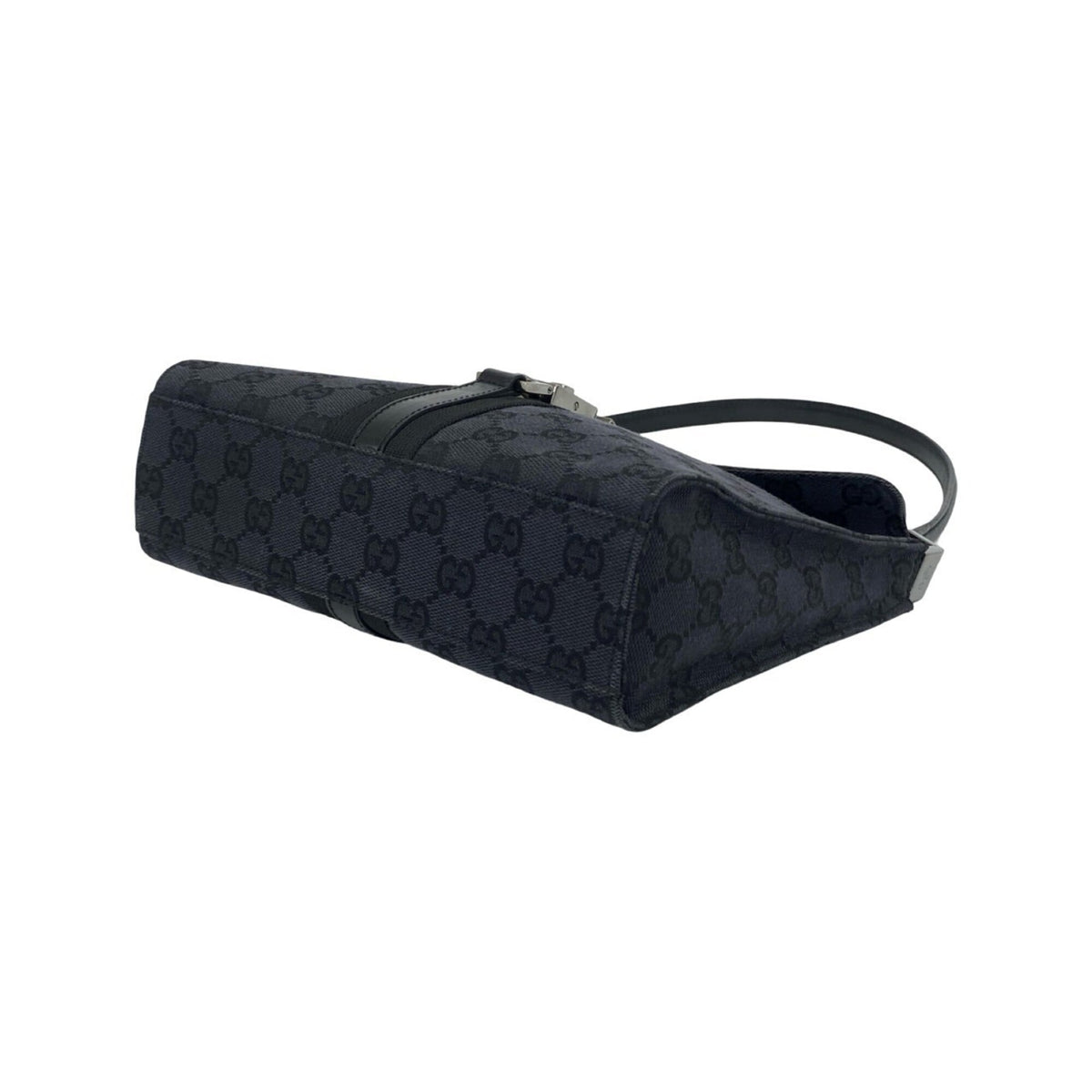 Gucci Black Canvas Leather Handbag Shoulder Bag (Pre-Owned)