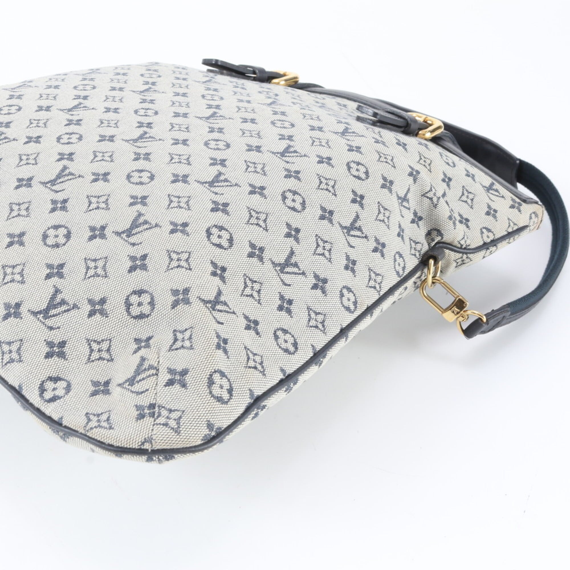 Louis Vuitton Blue Leather Canvas Shoulder Bag Tote Bag (Pre-Owned)