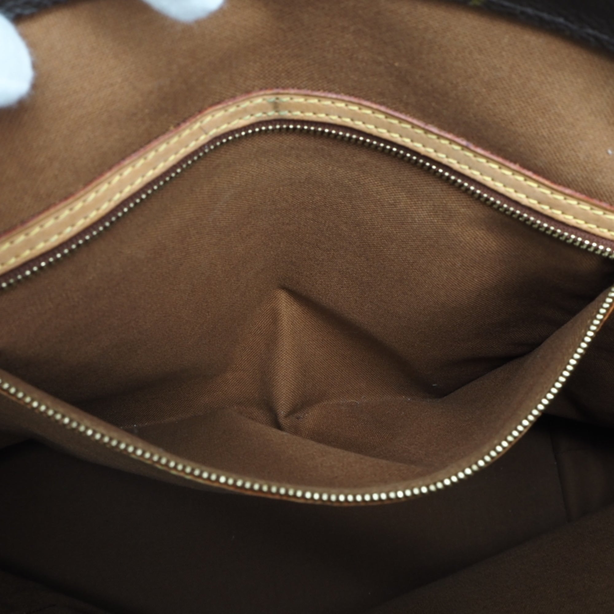 Louis Vuitton Beige Brown Coated Canvas Leather Handbag (Pre-Owned)