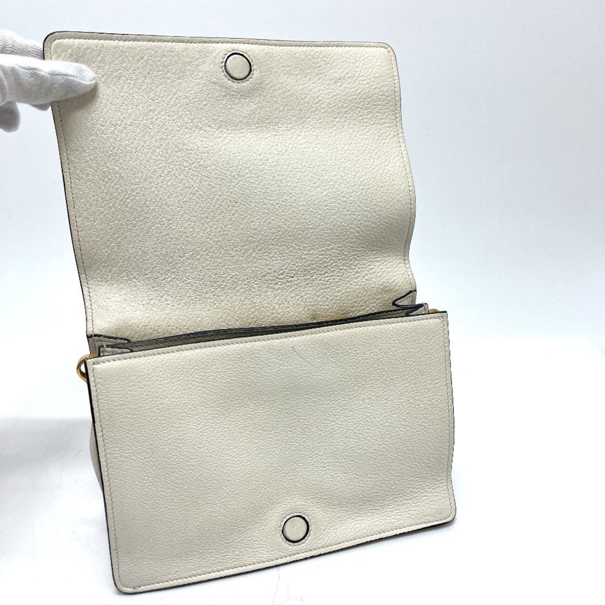 Prada White Leather Handbag Shoulder Bag (Pre-Owned)