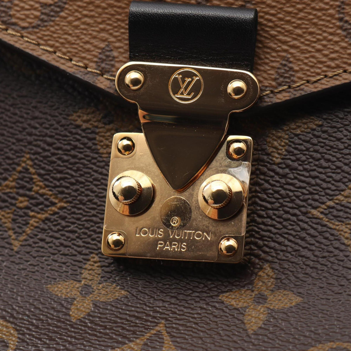 Louis Vuitton Black Brown Monogram Reverse Coated Canvas Leather Handbag (Pre-Owned)