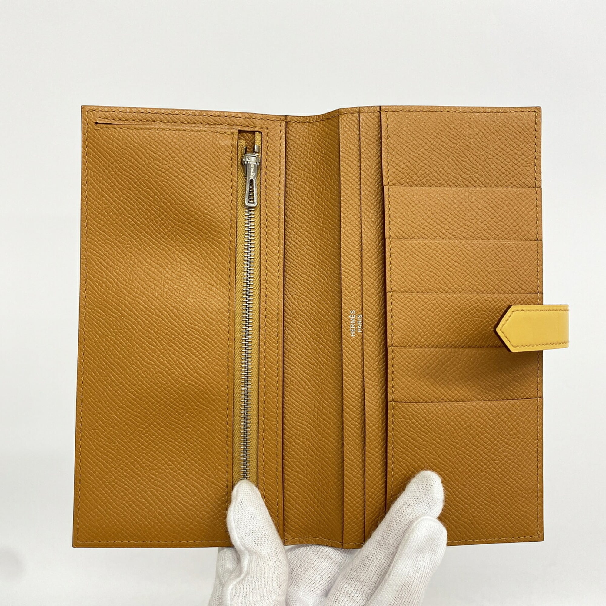 Hermes Caramel Tadelakt Leather Epsom Leather Leather Long Wallet (Bi-Fold) (Pre-Owned)