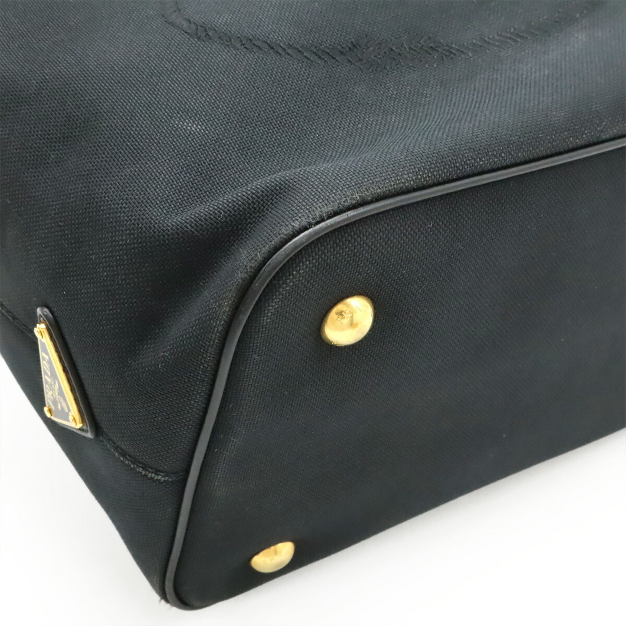 Prada Black Nero Canvas Leather Handbag Shoulder Bag (Pre-Owned)