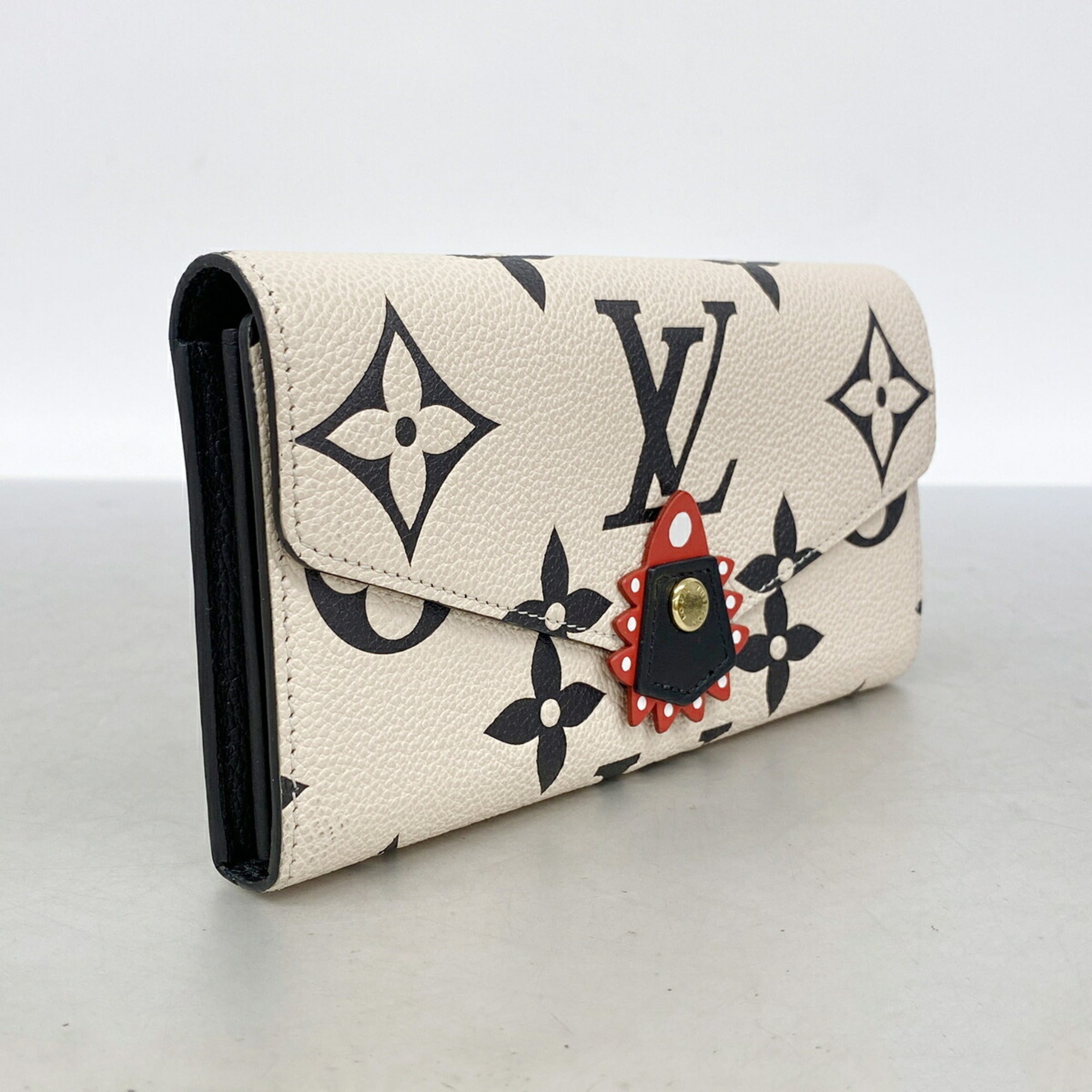 Louis Vuitton Black Cream Long Wallet (Bi-Fold) (Pre-Owned)