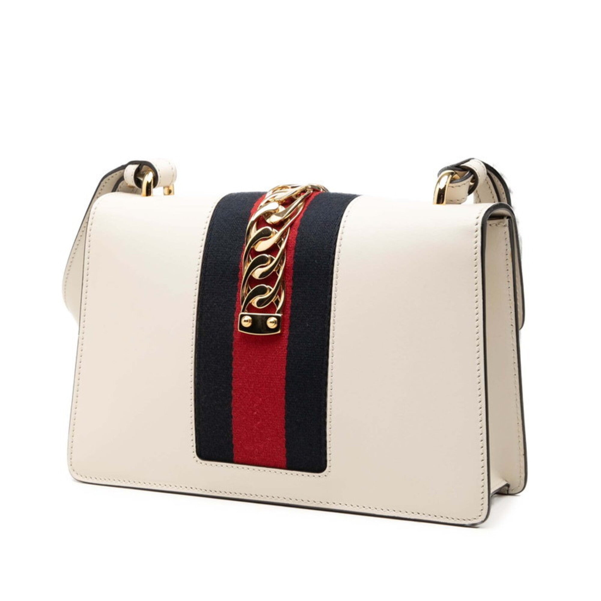 Gucci Sherry Line White Leather Handbag Shoulder Bag (Pre-Owned)