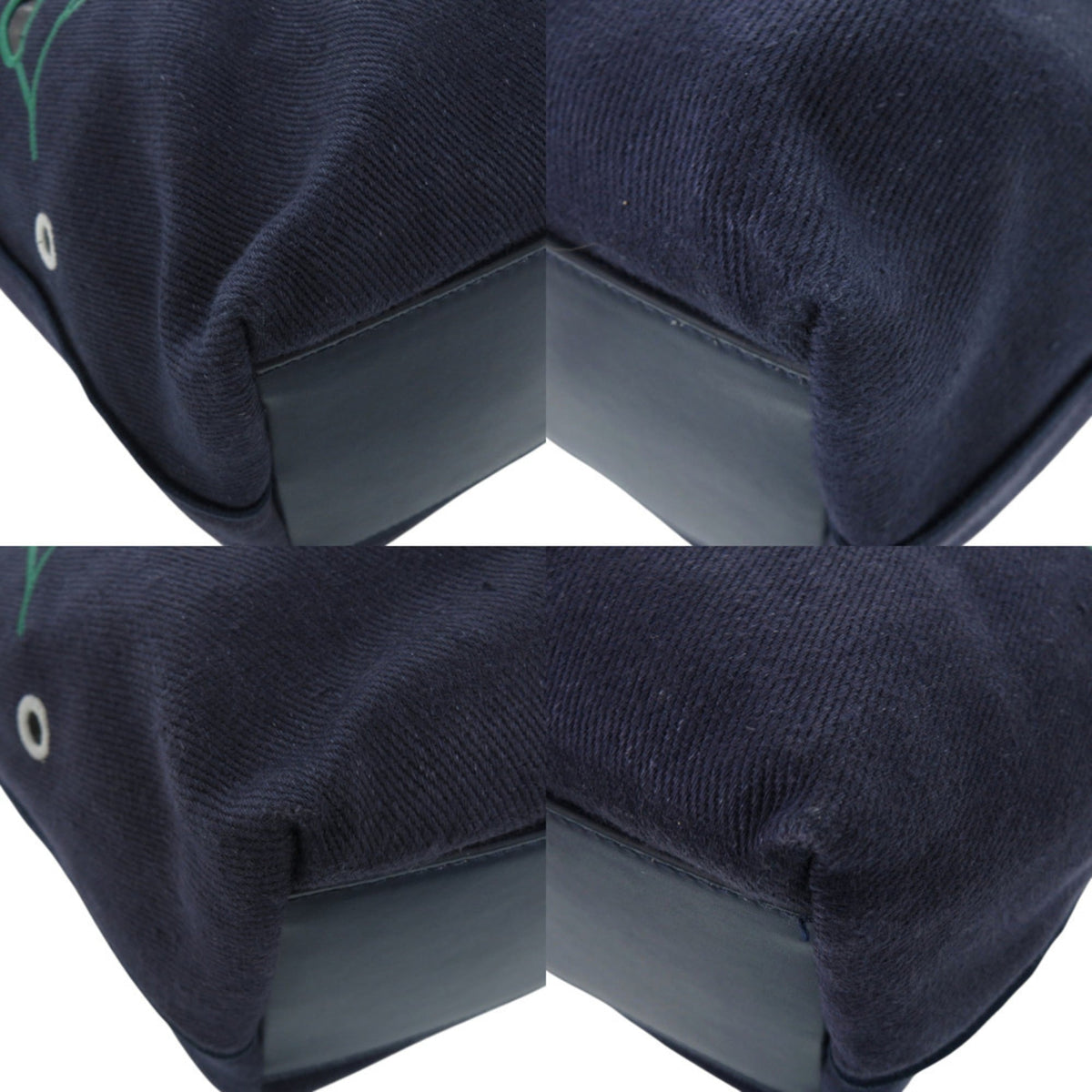 Chloé Green Navy Pink Linen Pouch Tote Bag (Pre-Owned)