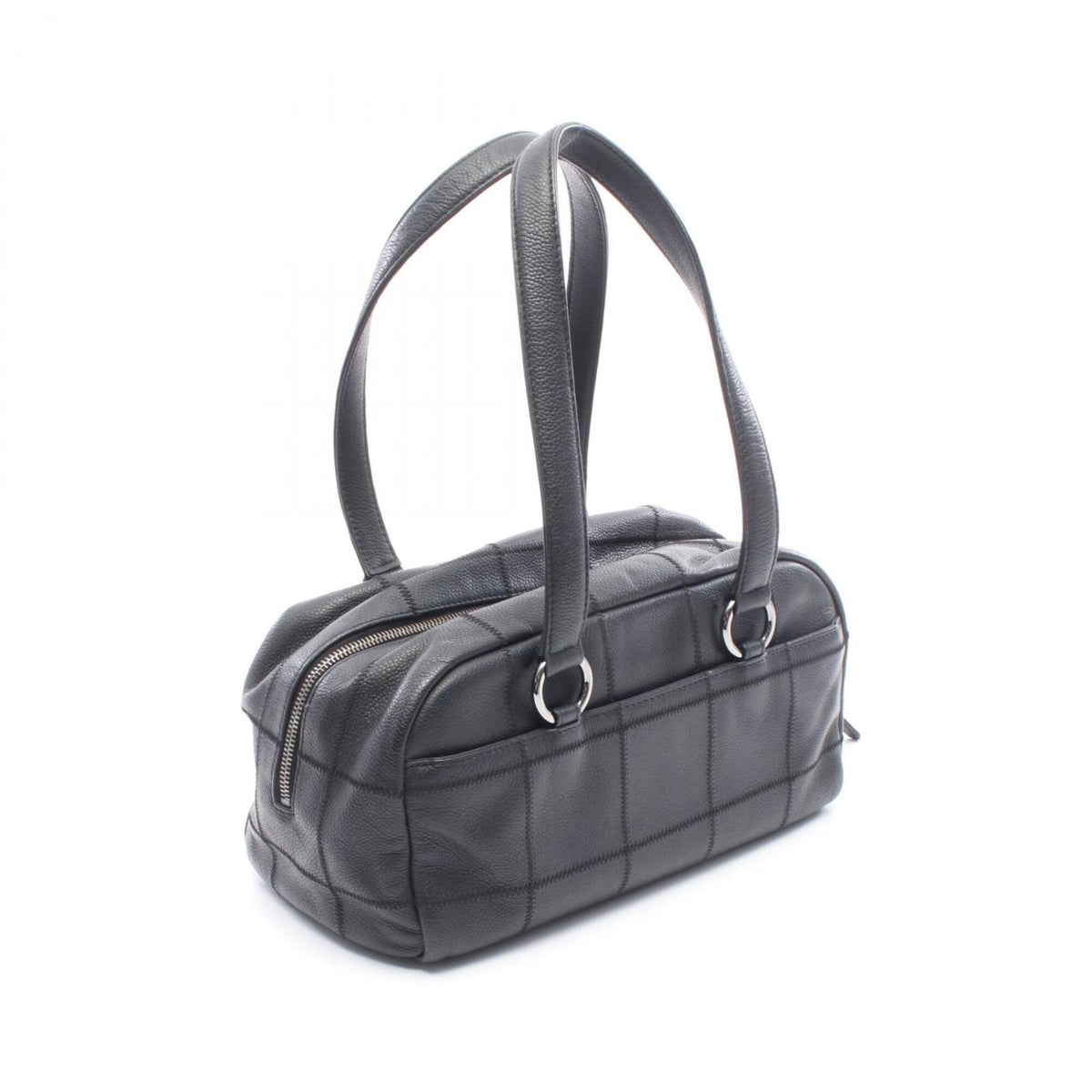 Chanel Black Grained Calfskin Boston Bag Handbag (Pre-Owned)