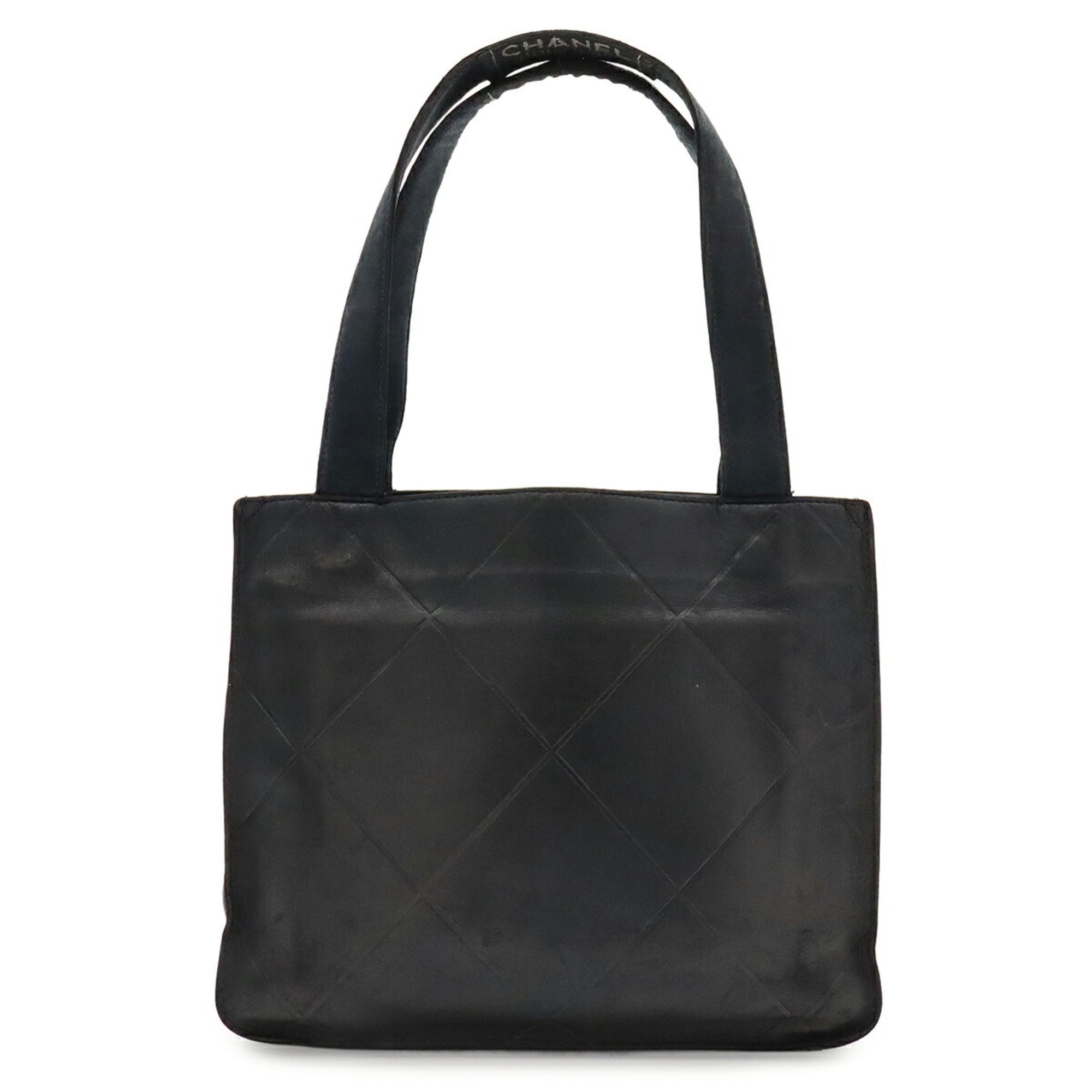 Chanel Black Leather Handbag Tote Bag (Pre-Owned)