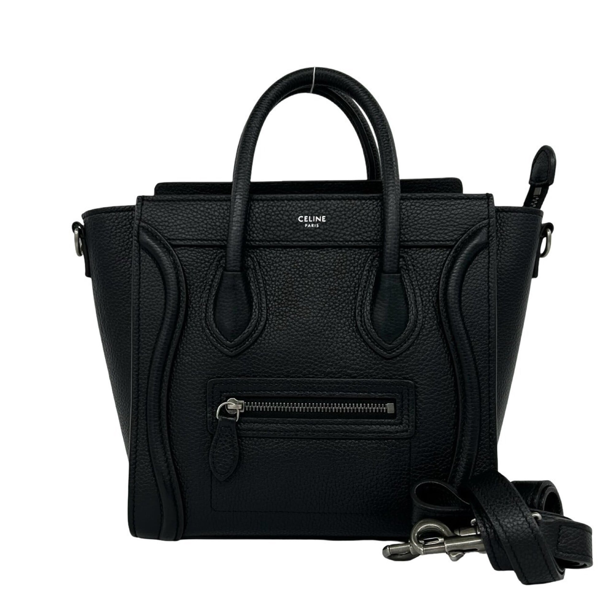 Celine Black Leather Handbag Shoulder Bag Tote Bag (Pre-Owned)