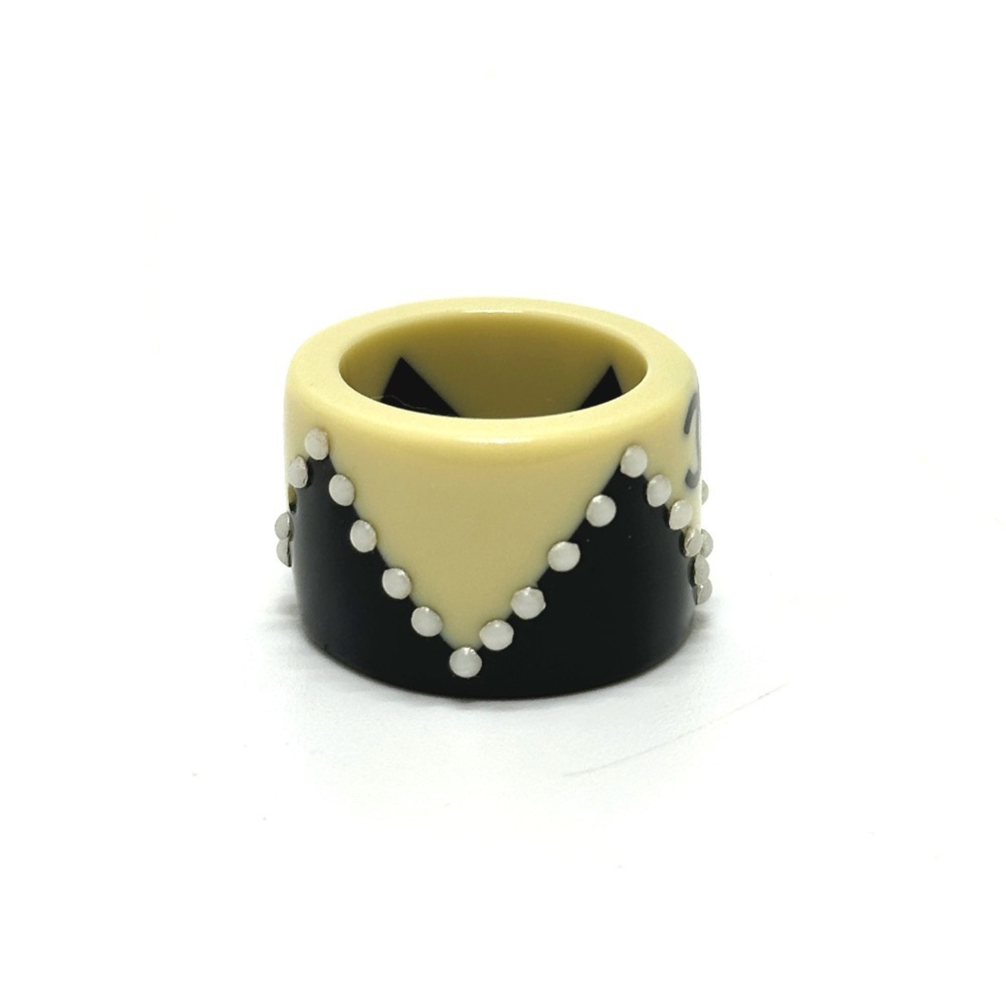 Chanel Black White Plastic Band Ring (Pre-Owned)