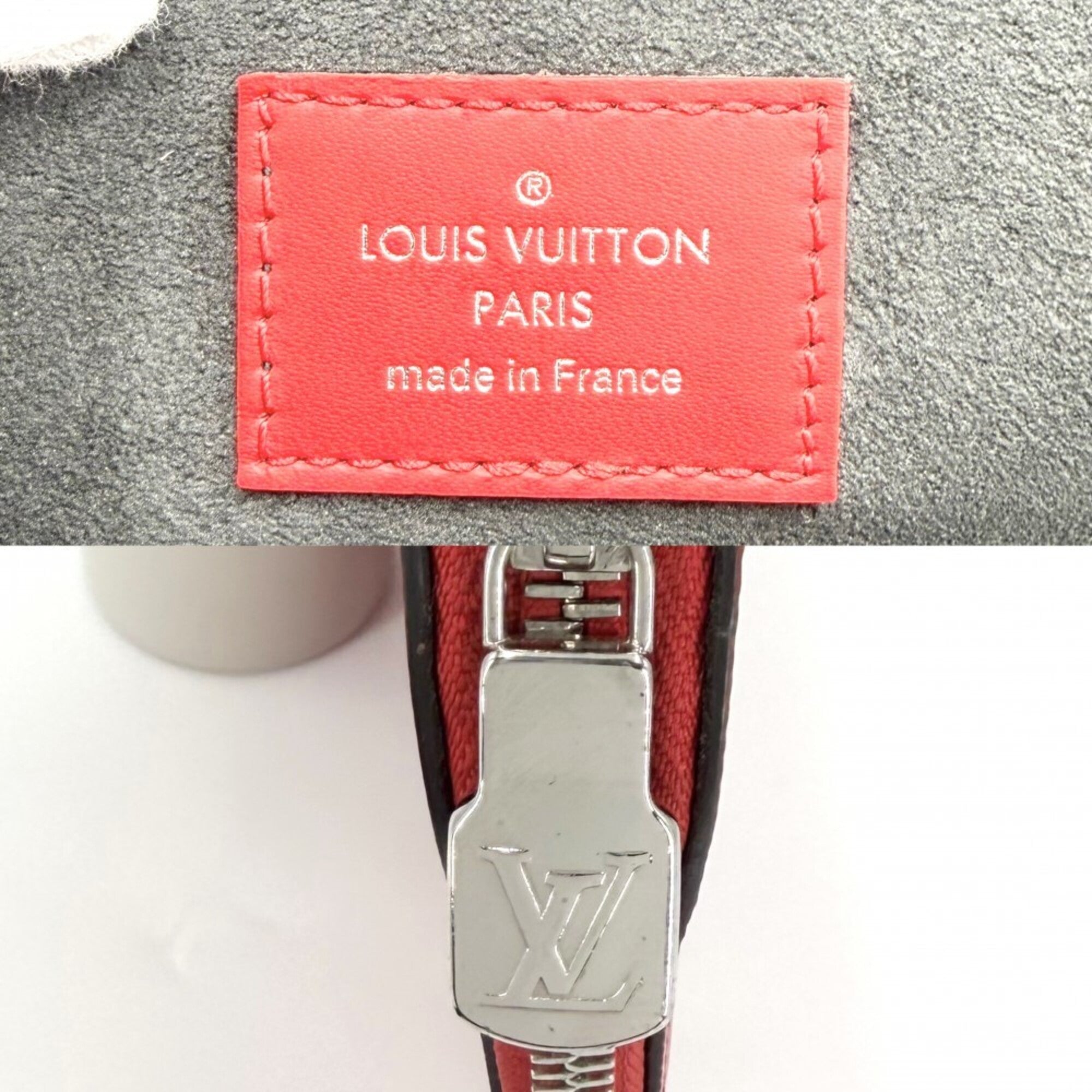 Louis Vuitton Red Color White Epi Leather Clutch Bag Pochette (Pre-Owned)