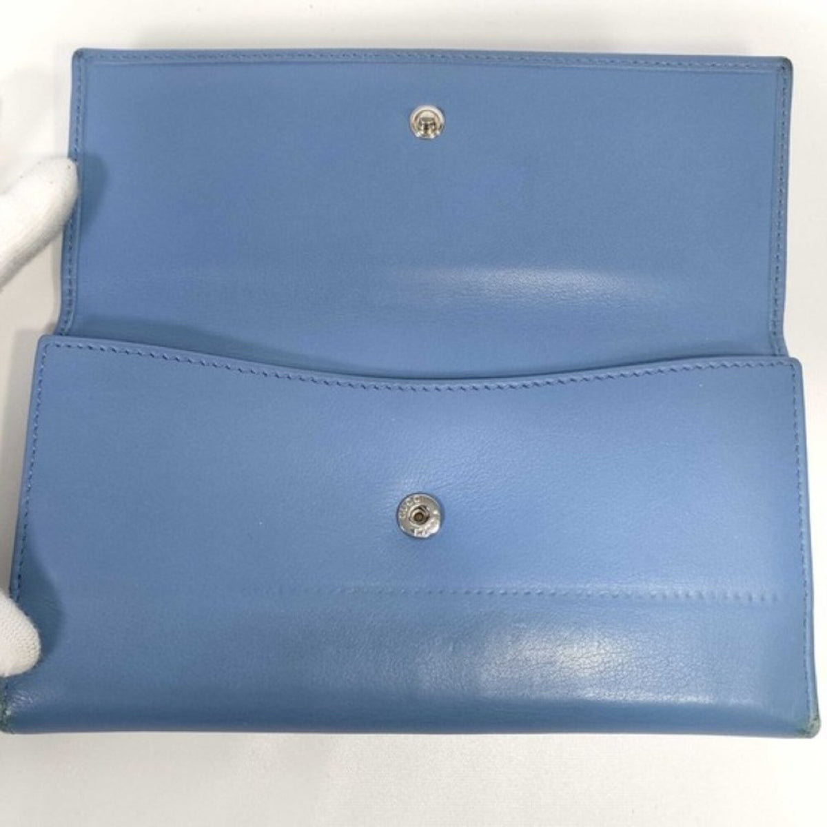 Gucci Blue Leather Long Wallet (Bi-Fold) (Pre-Owned)
