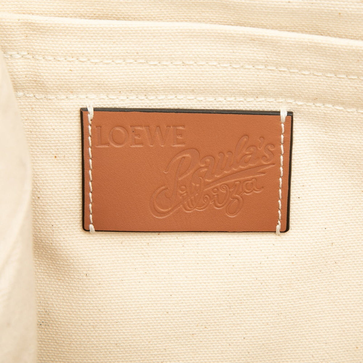 Loewe Brown White Canvas Leather Tote Bag (Pre-Owned)