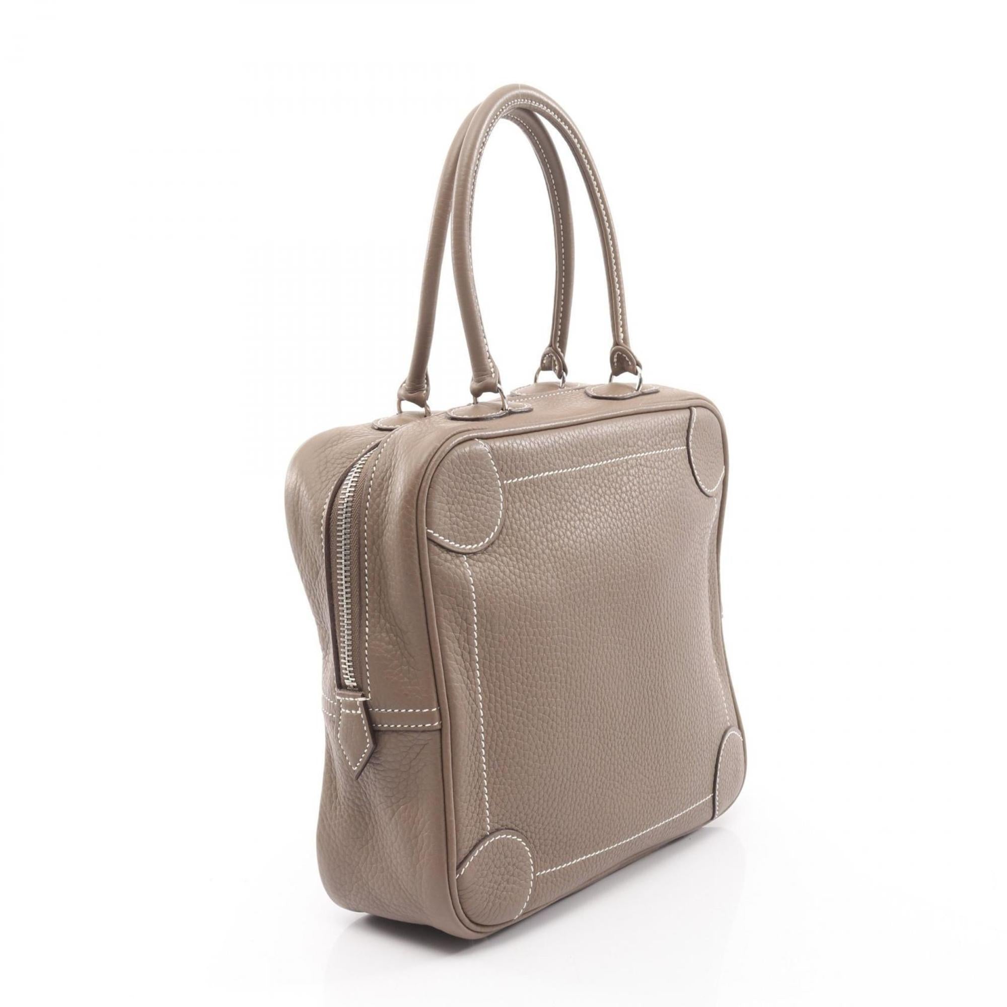 Hermes Etoupe Gray Gray Taurillon Clemence Leather Leather Handbag (Pre-Owned)