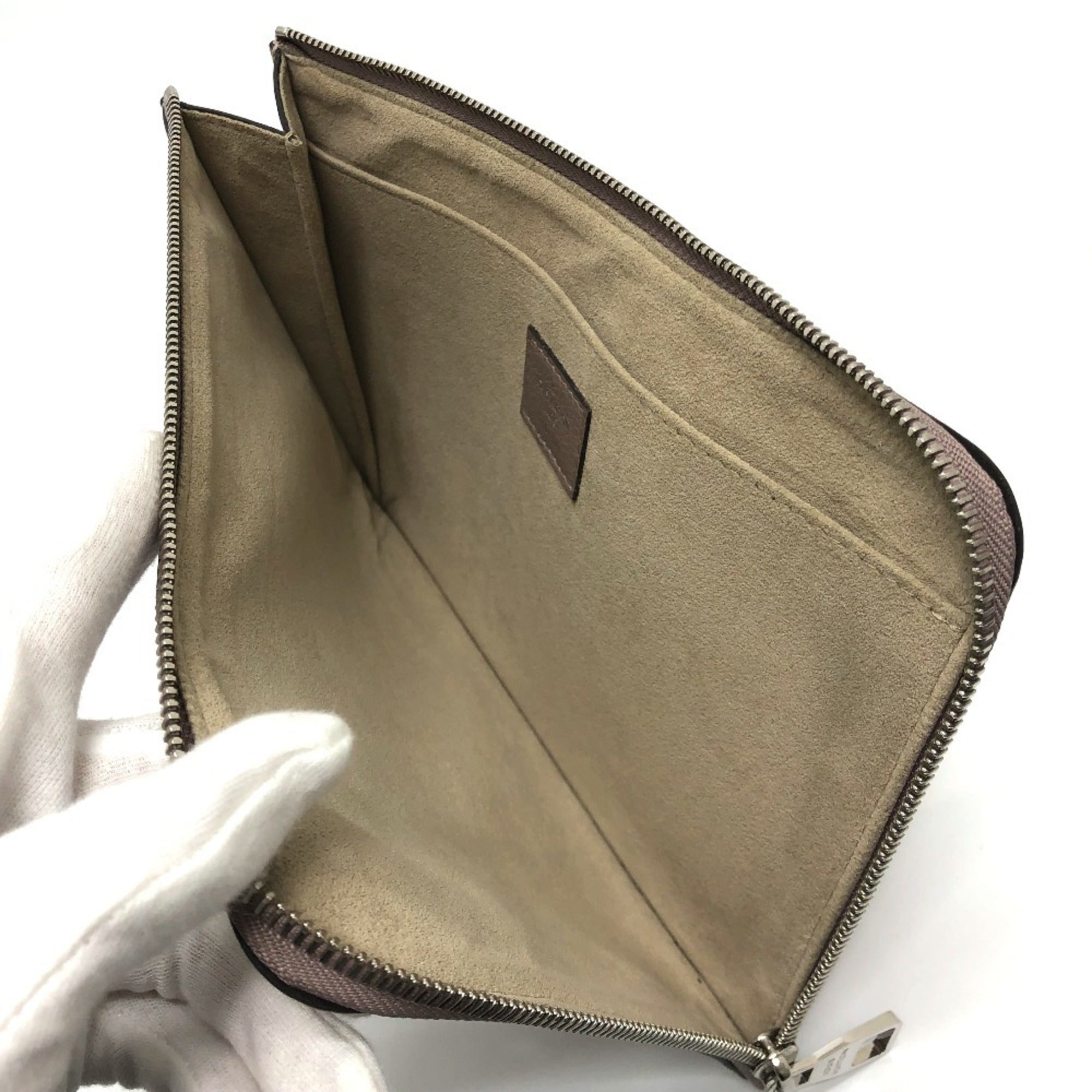 Louis Vuitton Beige Taupe Leather Clutch Bag Pochette (Pre-Owned)
