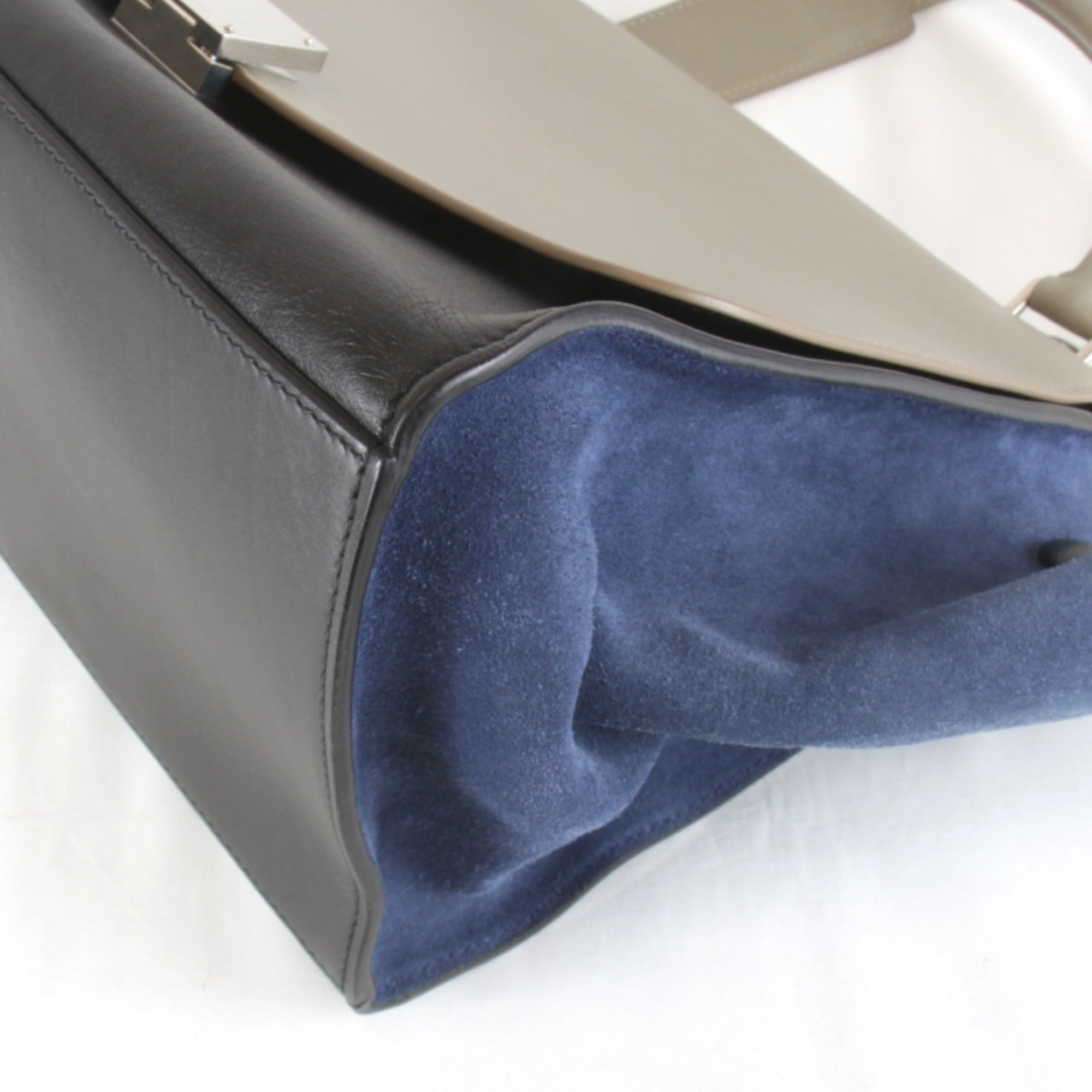 Celine Trapeze Gray Leather Suede Shoulder Bag (Pre-Owned)