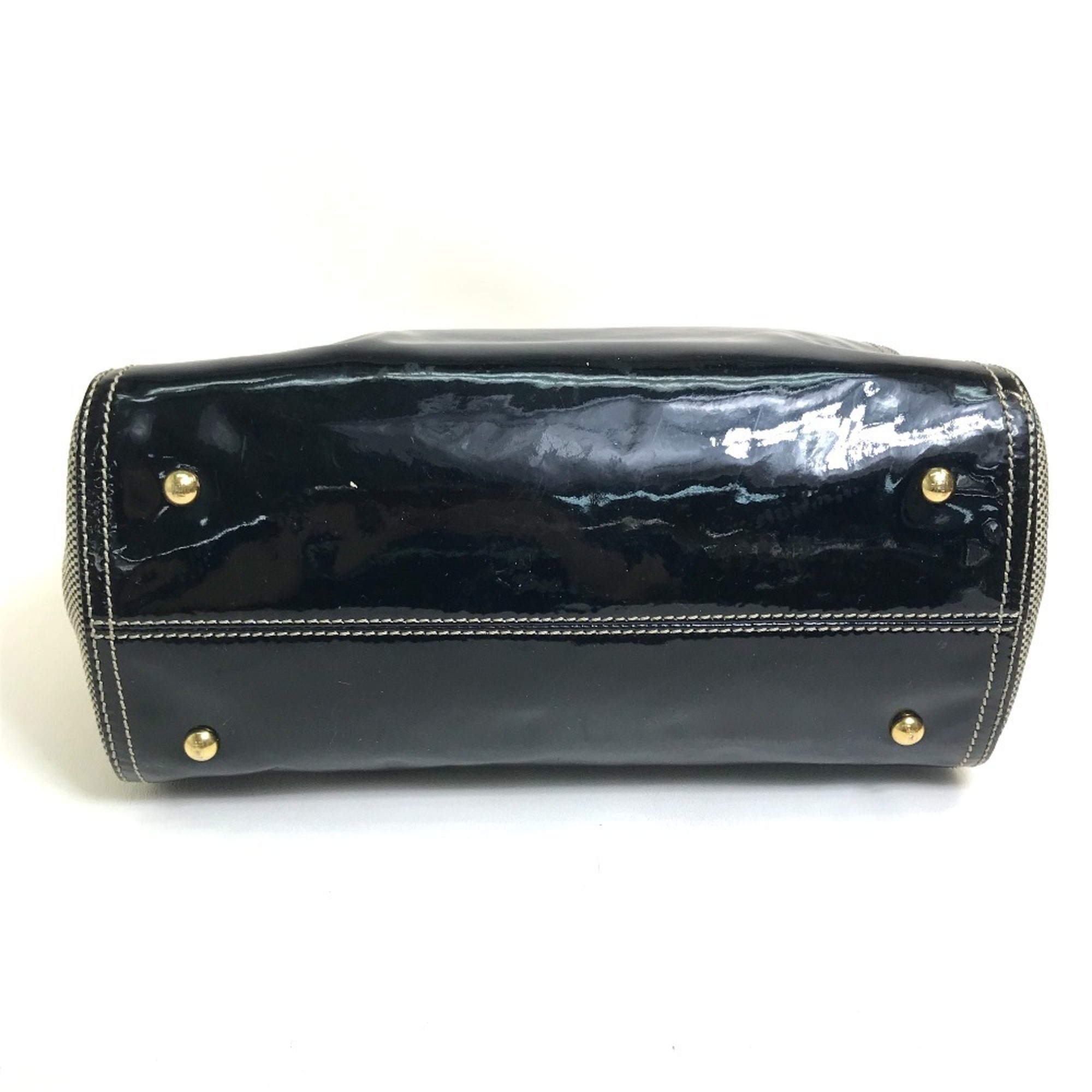 Fendi Chameleon Black Canvas Patent Leather Handbag Shoulder Bag (Pre-Owned)