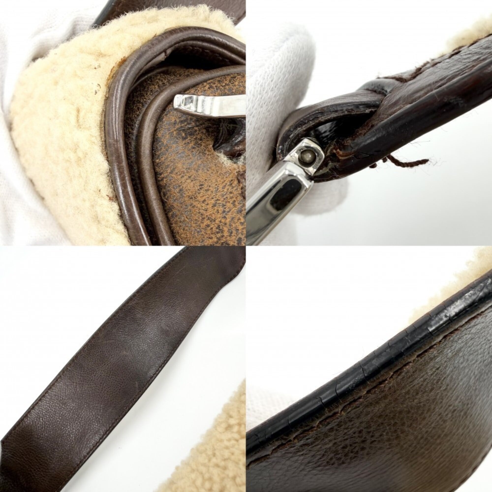 Christian Dior Beige Brown White Leather Handbag Saddle Bag (Pre-Owned)