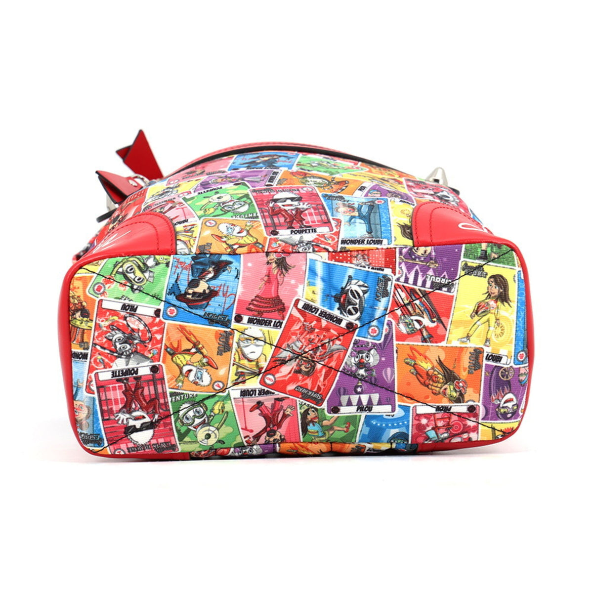 Christian Louboutin Red Color Canvas Leather Backpack (Pre-Owned)