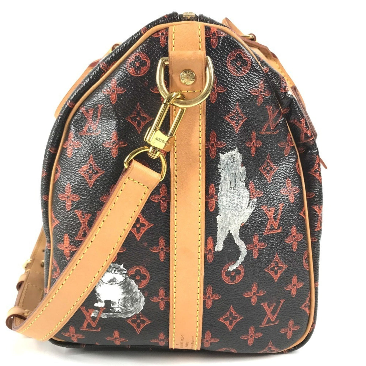 Louis Vuitton Brown Orange Monogram Canvas Boston Bag Handbag Shoulder Bag (Pre-Owned)
