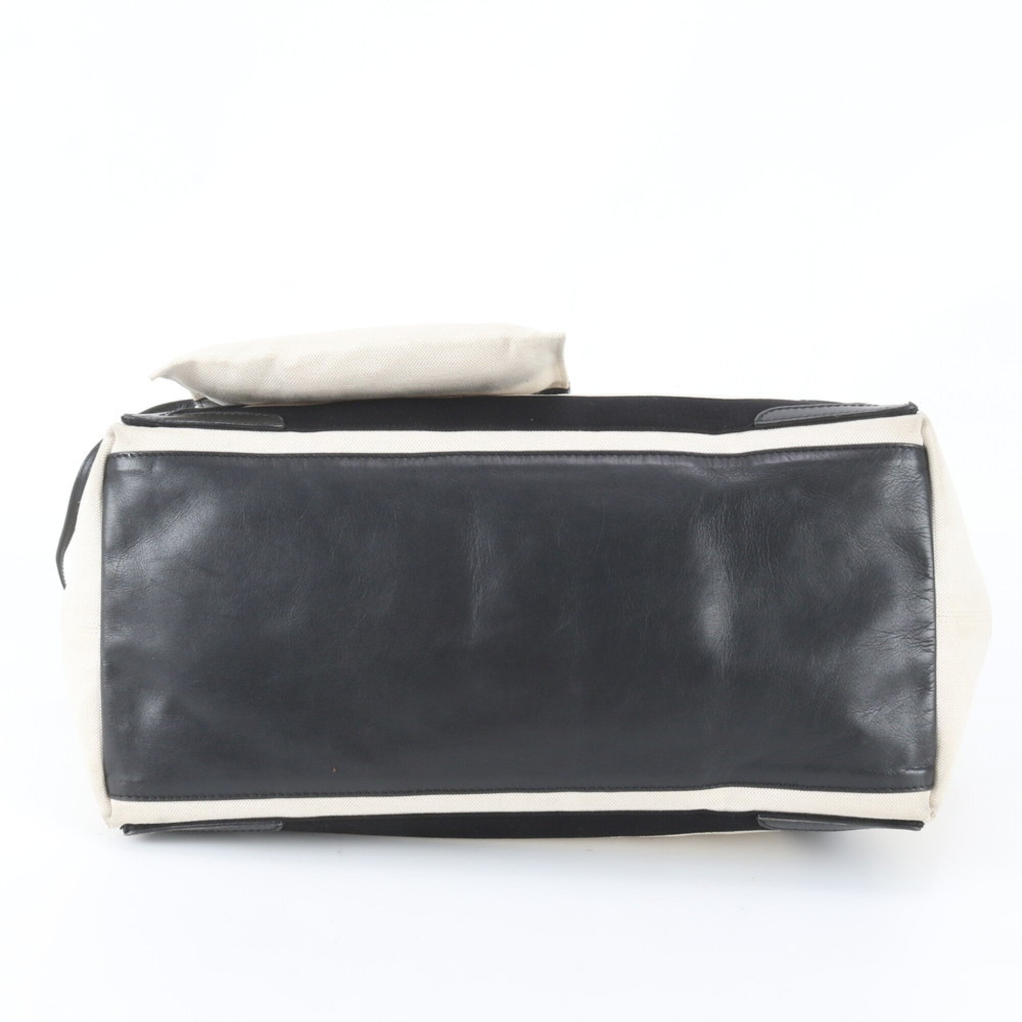 Balenciaga White Leather Canvas Handbag Pouch Tote Bag (Pre-Owned)