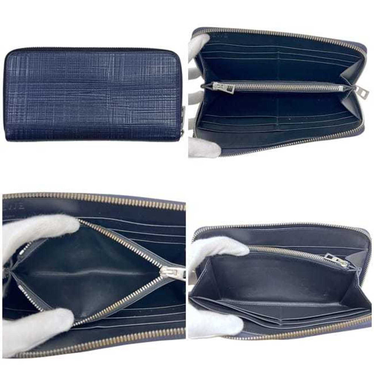 Loewe Navy Leather Long Wallet (Bi-Fold) (Pre-Owned)