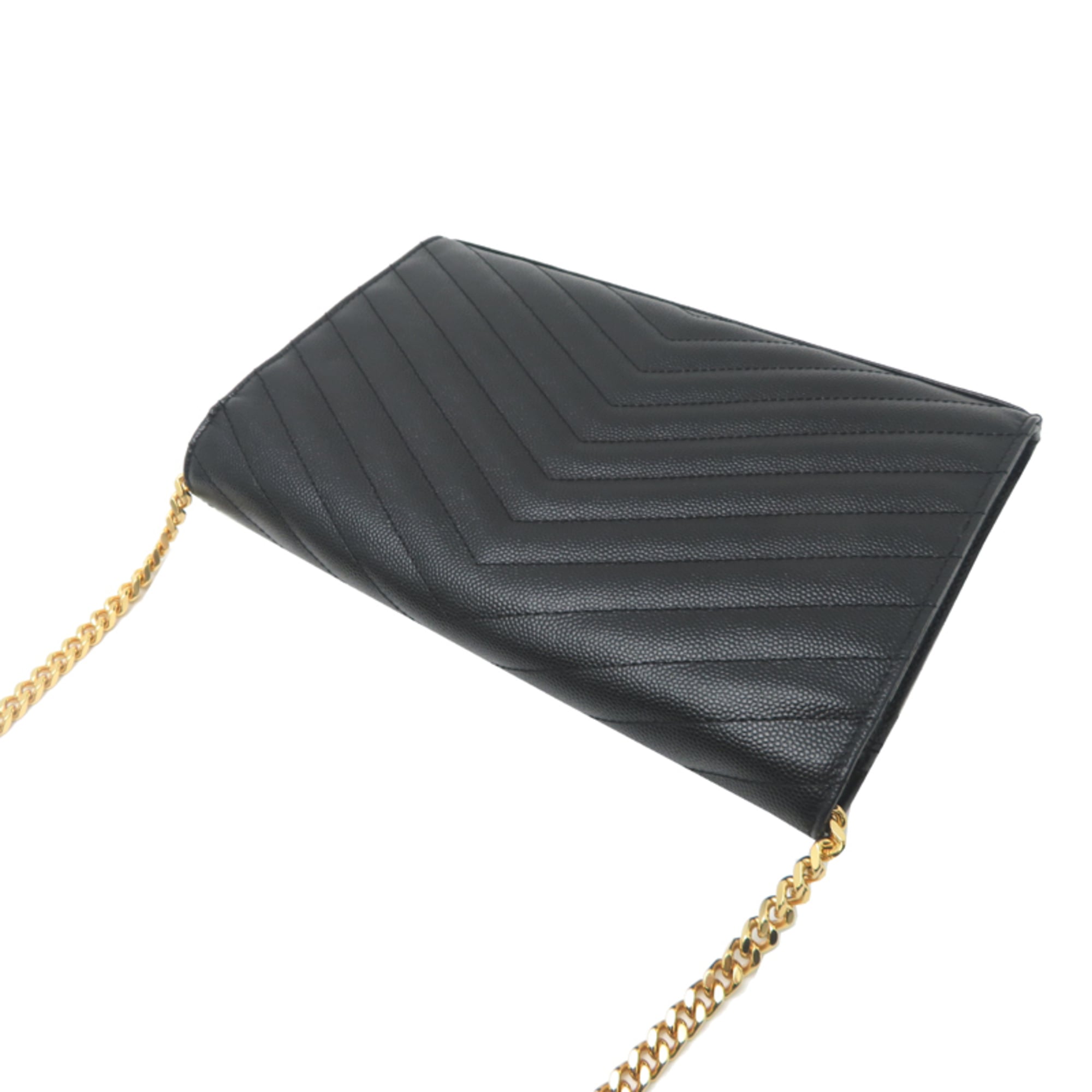 Saint Laurent Black Leather Chain/Shoulder Wallet (Pre-Owned)