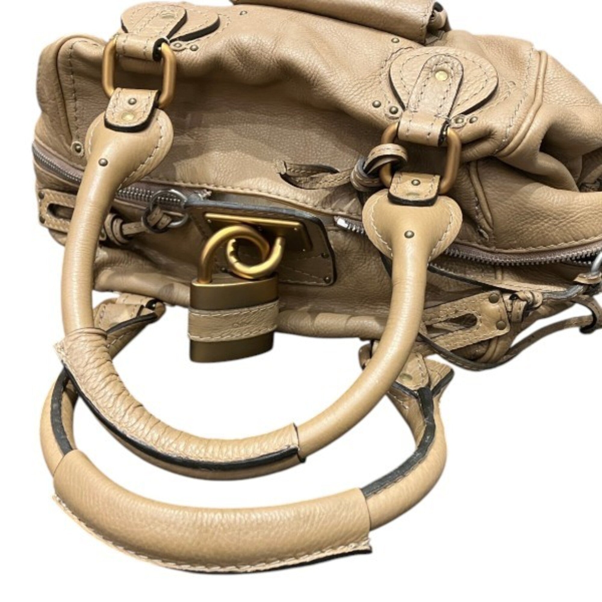 Chloé Beige Leather Shoulder Bag Tote Bag (Pre-Owned)