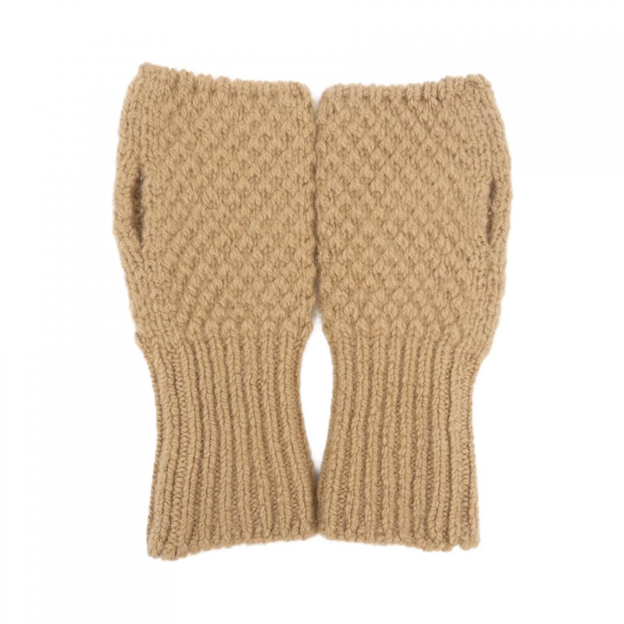 Hermes Brown Cashmere Mohair Warm Gloves (Pre-Owned)