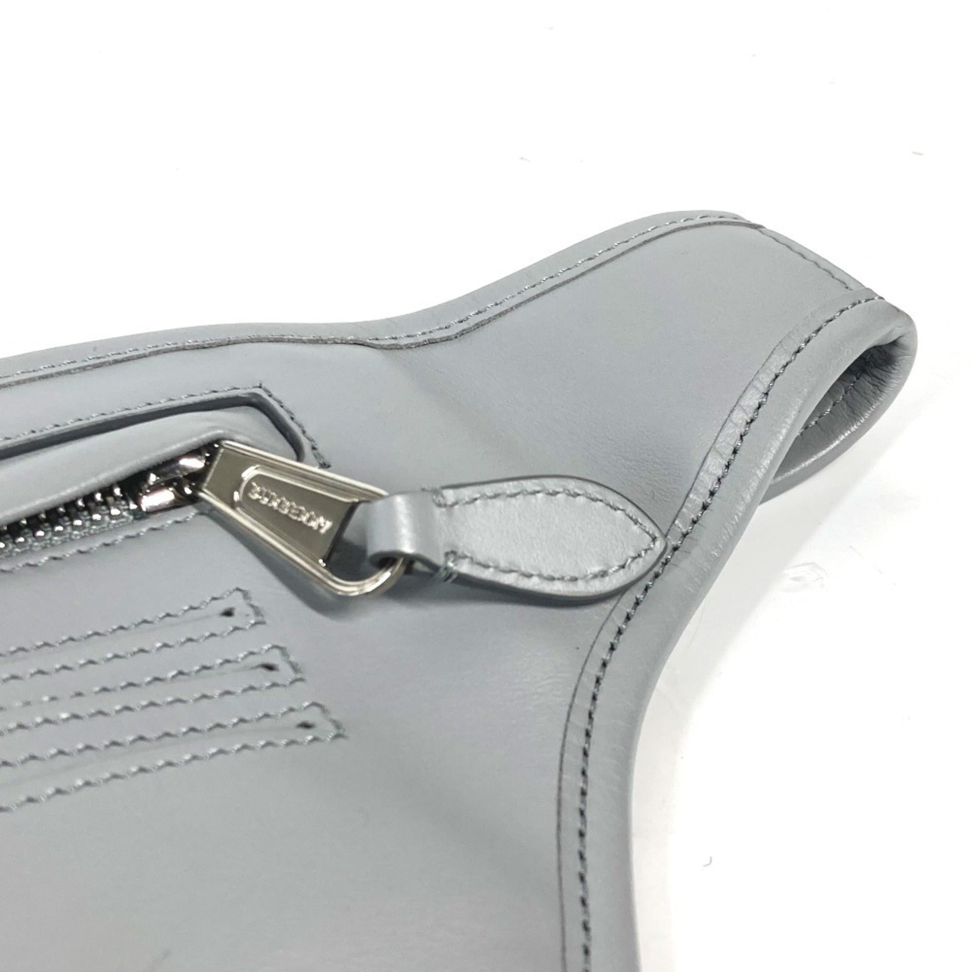 Burberry Gray Leather Fanny Pack (Pre-Owned)