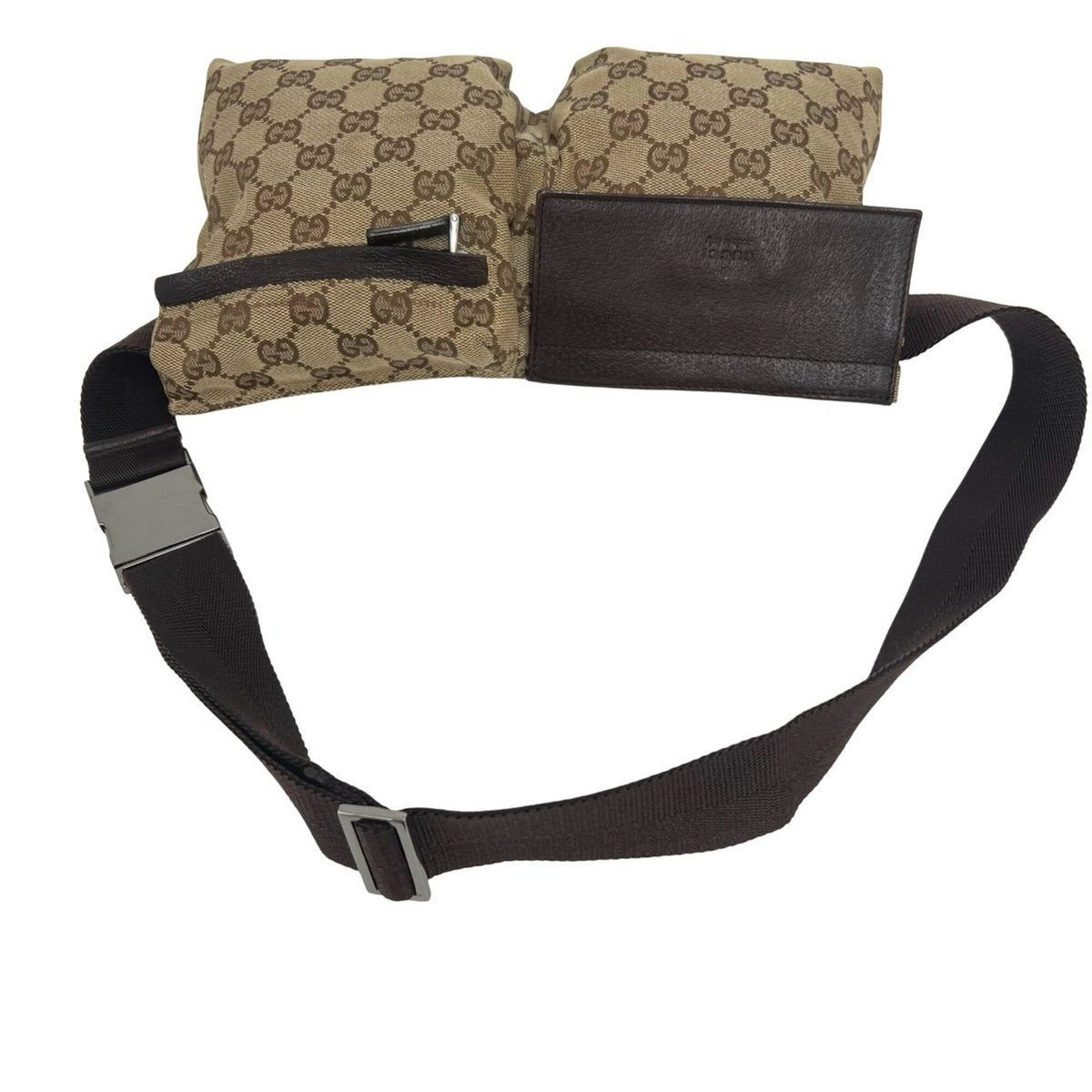 Gucci Brown Canvas Leather Pouch Shoulder Bag Sling Bag (Pre-Owned)