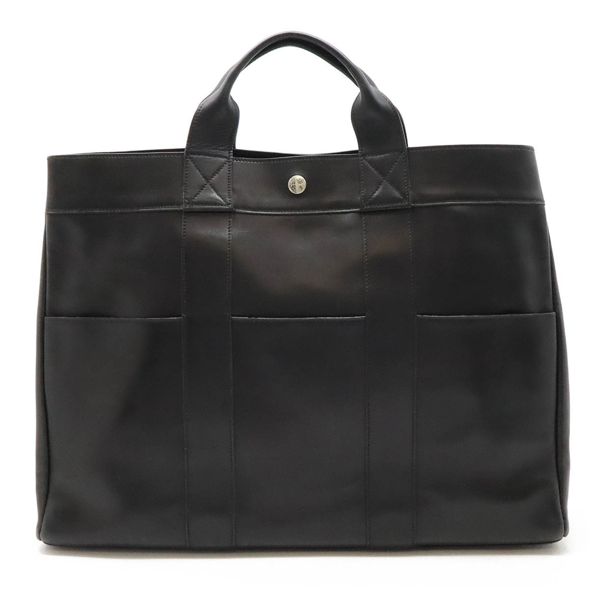 Hermes Fourre Tout Black Leather Handbag Tote Bag (Pre-Owned)