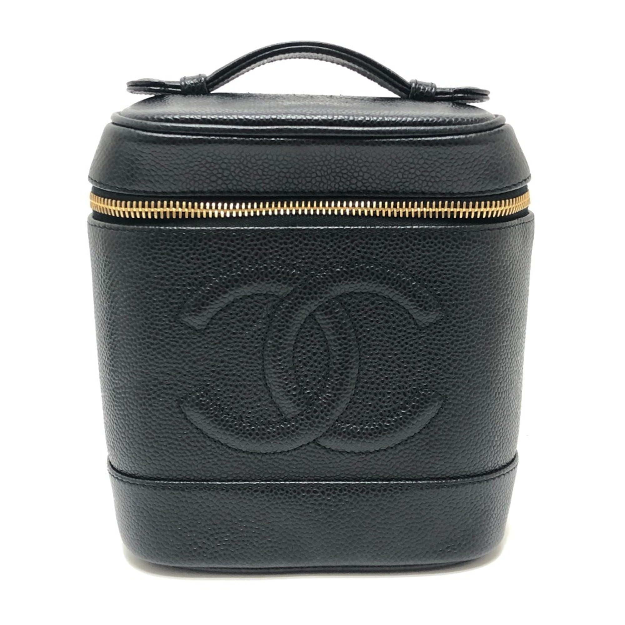 Chanel Black Grained Calfskin Handbag Vanity Bag (Pre-Owned)