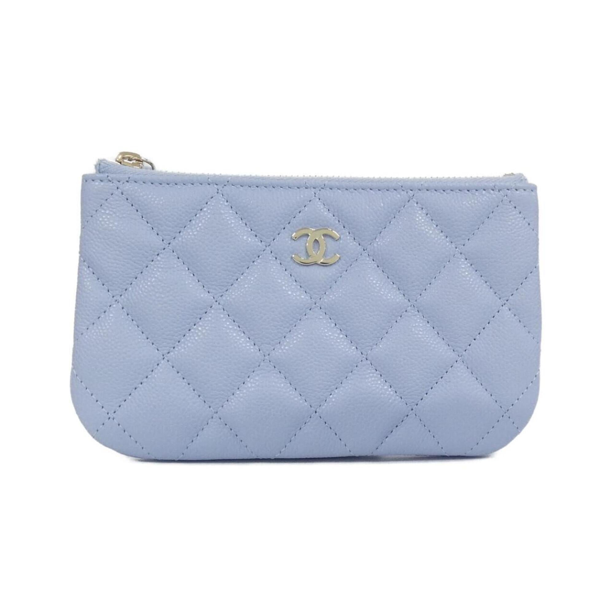 Chanel Light Blue Grained Calfskin Pouch (Pre-Owned)