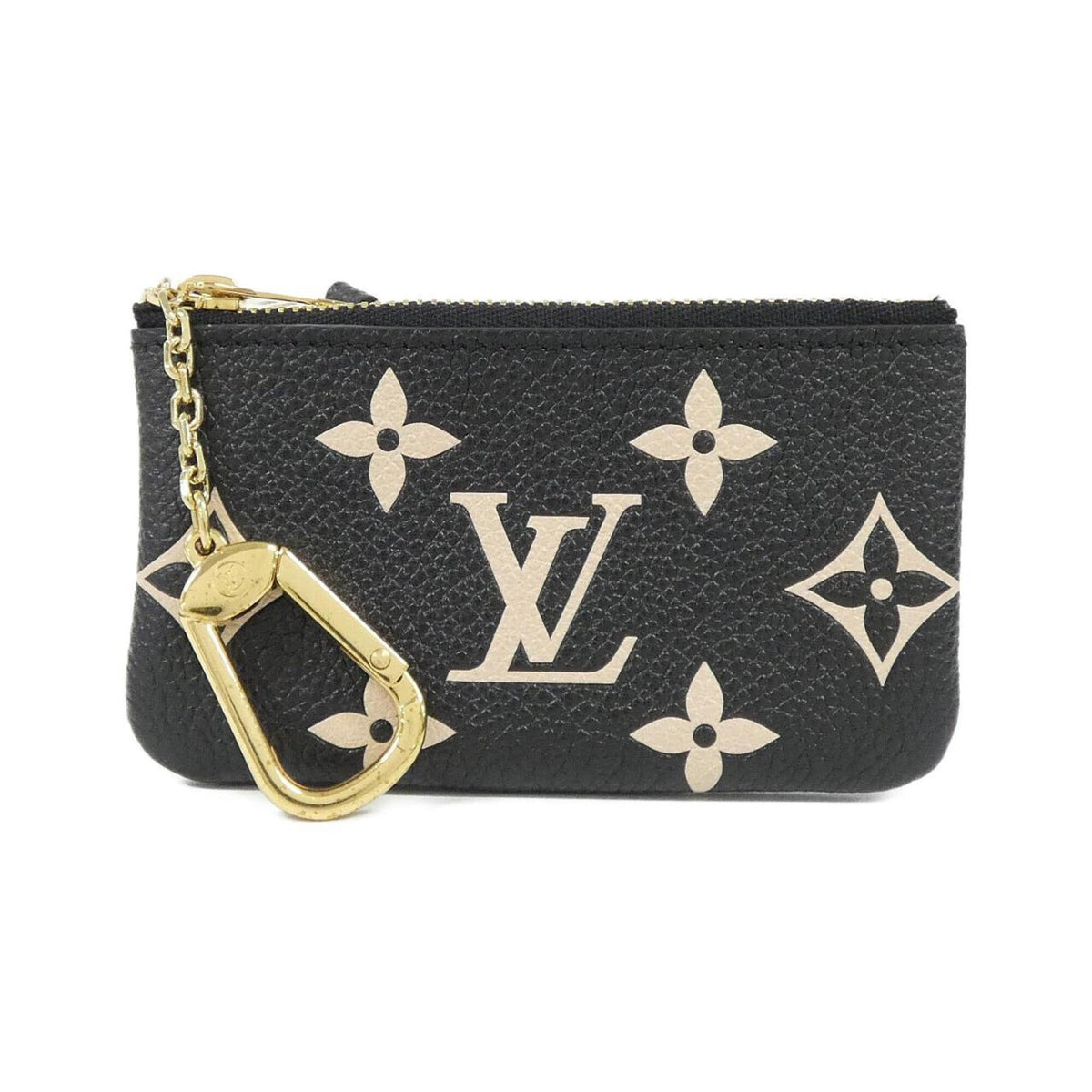 Louis Vuitton Beige Black Leather Coin Purse/Coin Case (Pre-Owned)