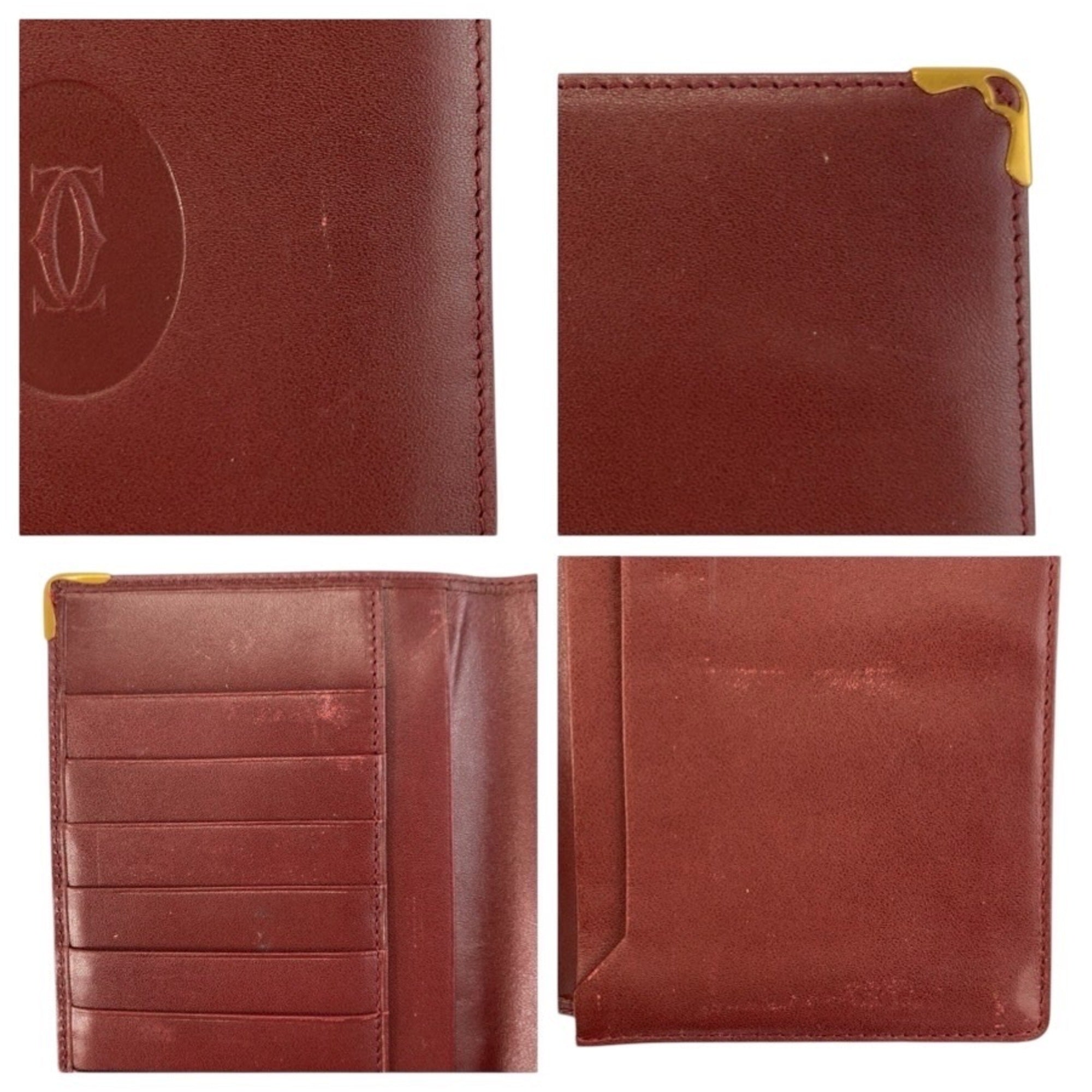 Cartier Bordeaux Leather Long Wallet (Bi-Fold) (Pre-Owned)