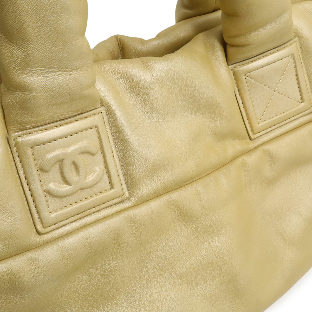 Chanel Gold Leather Handbag Tote Bag (Pre-Owned)