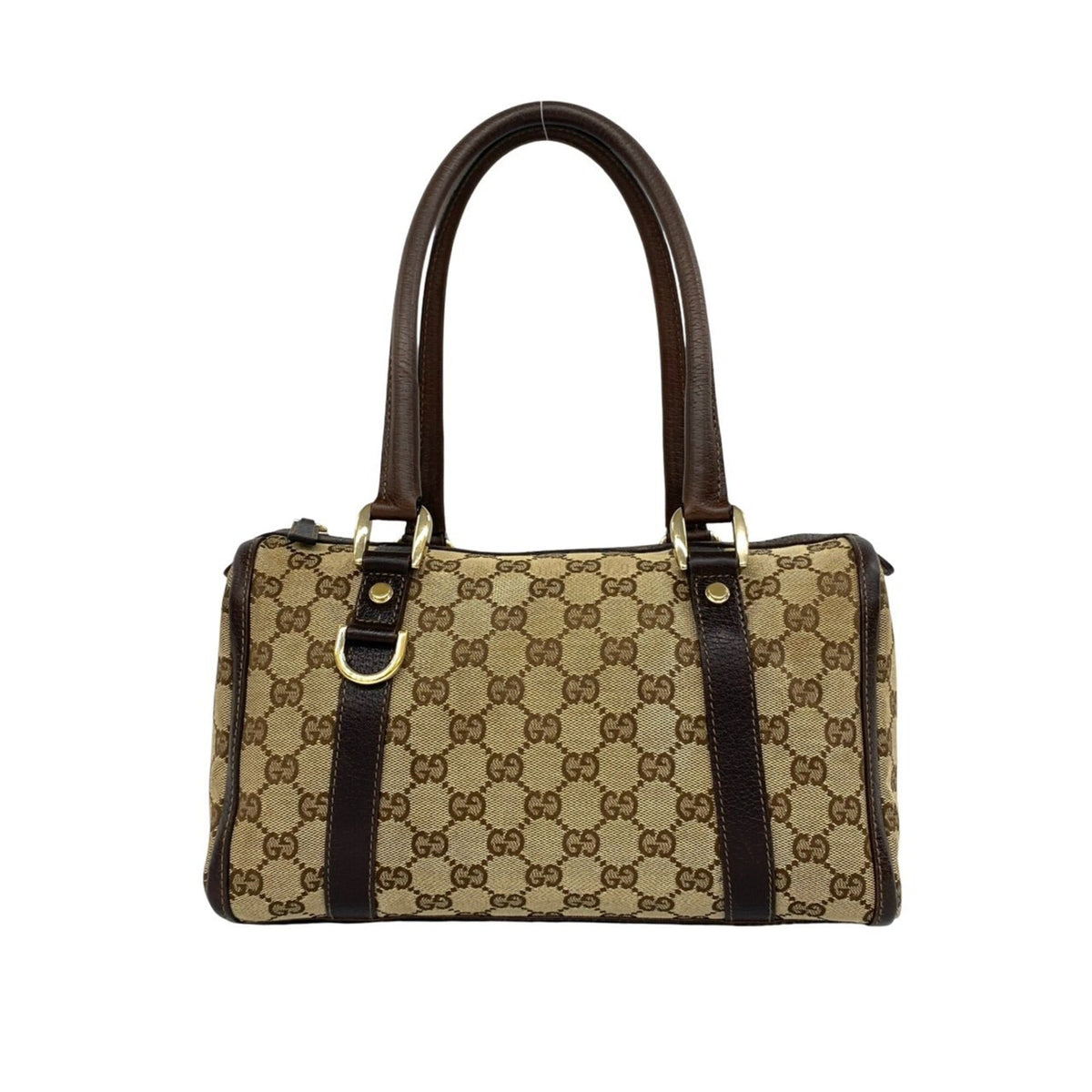Gucci Brown Canvas Leather Boston Bag Handbag Shoulder Bag (Pre-Owned)