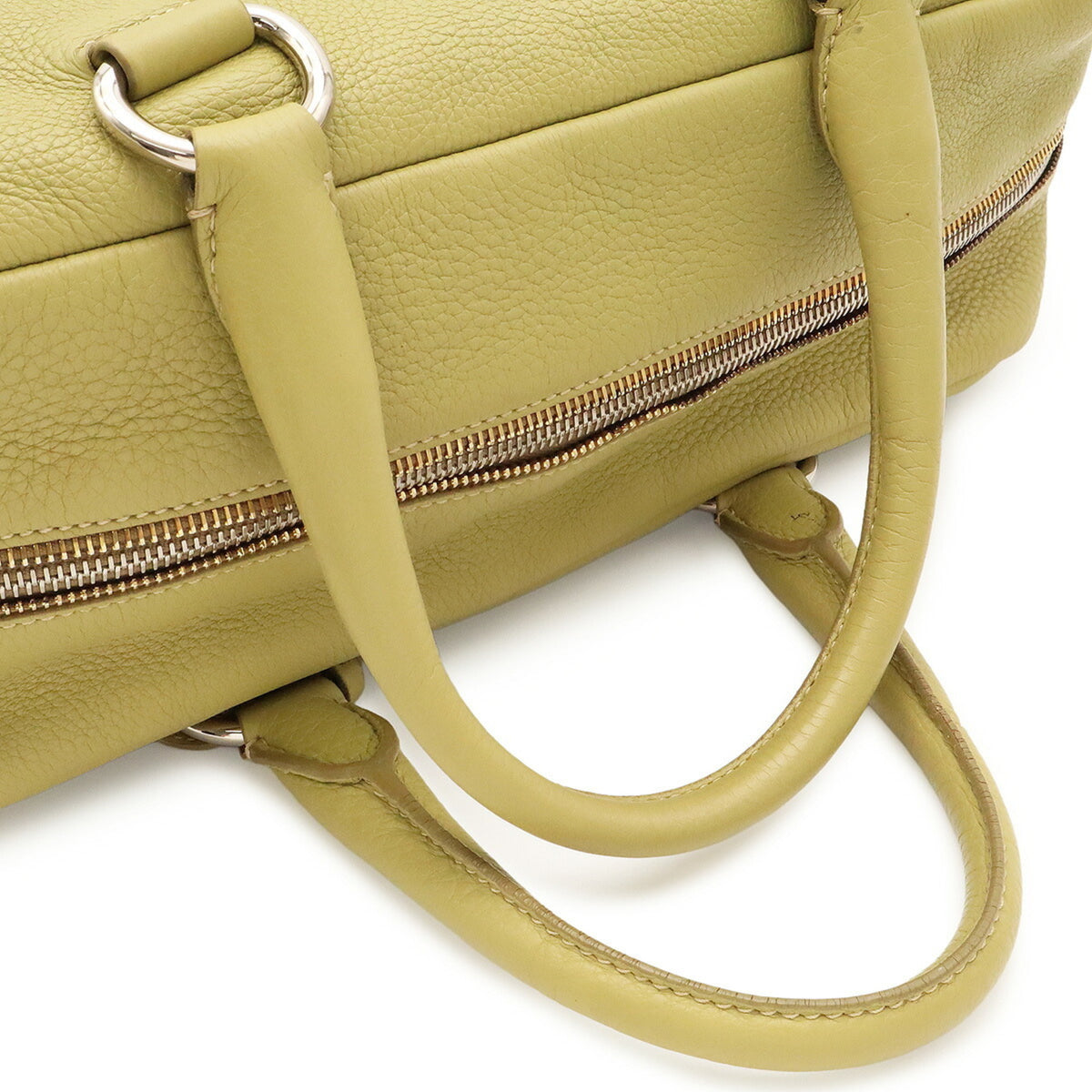 Prada Green Light Green Yellow Leather Handbag (Pre-Owned)