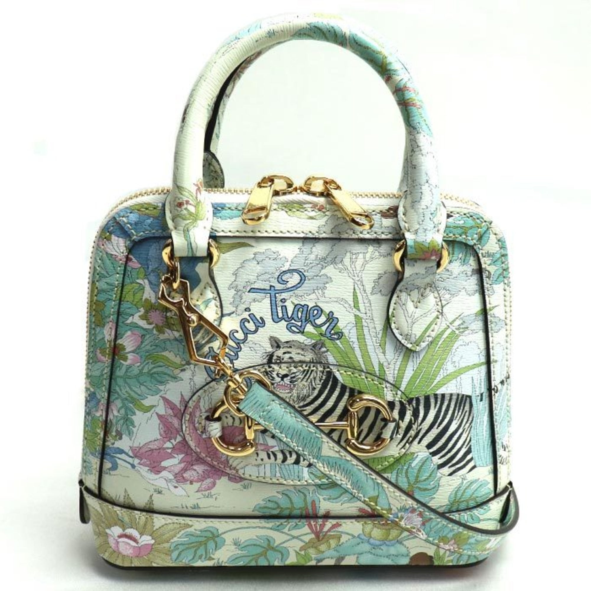 Gucci Horsebit Multi-Color White Leather Shoulder Bag (Pre-Owned)