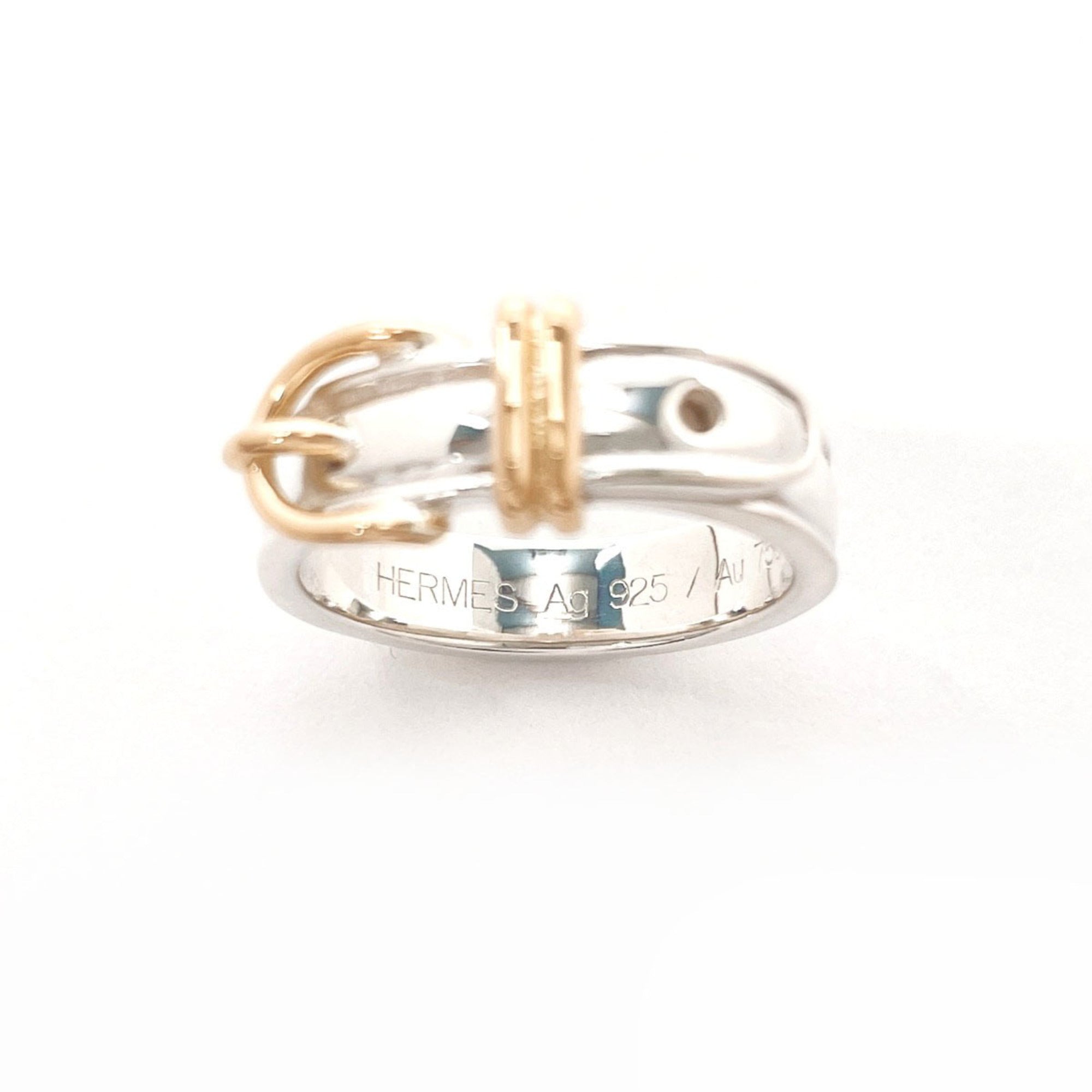 Hermes Gold Silver Yellow Gold (18K) Silver 925 Band Ring (Pre-Owned)