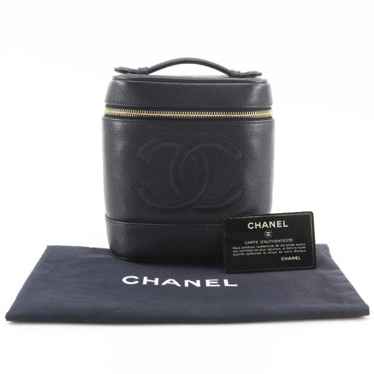 Chanel Black Grained Calfskin Handbag Pouch (Pre-Owned)