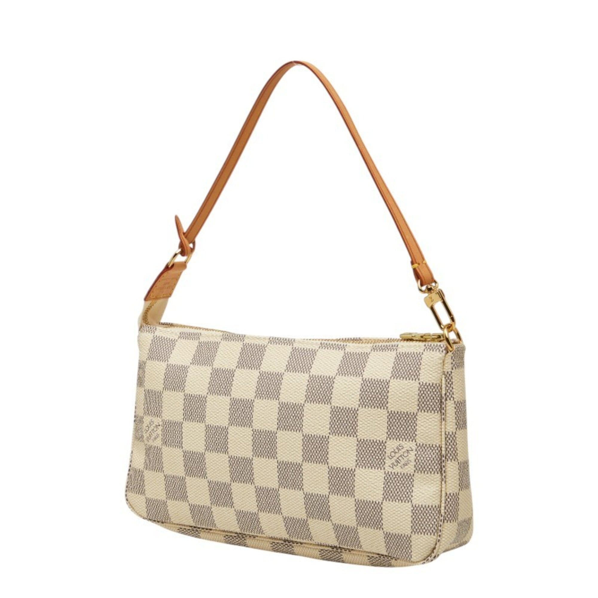 Louis Vuitton Damier Azur White Pvc Leather Handbag Pochette (Pre-Owned)