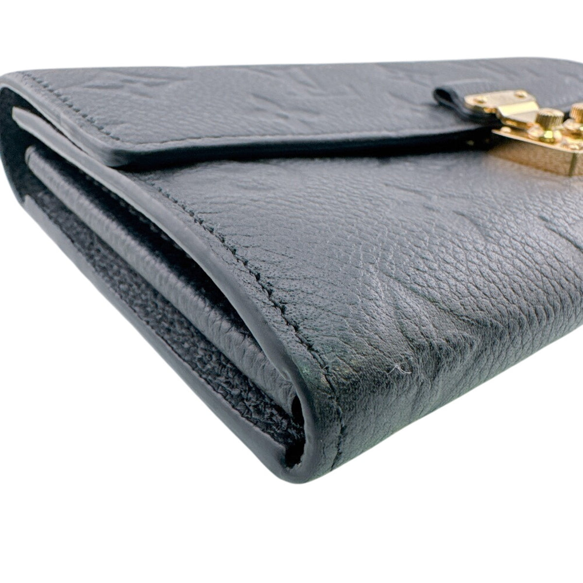 Louis Vuitton Black Leather Long Wallet (Bi-Fold) (Pre-Owned)