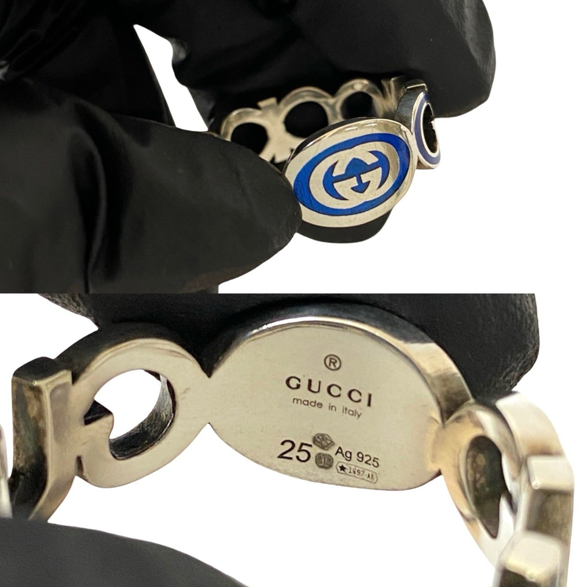 Gucci Silver Blue Silver 925 Band Ring (Pre-Owned)