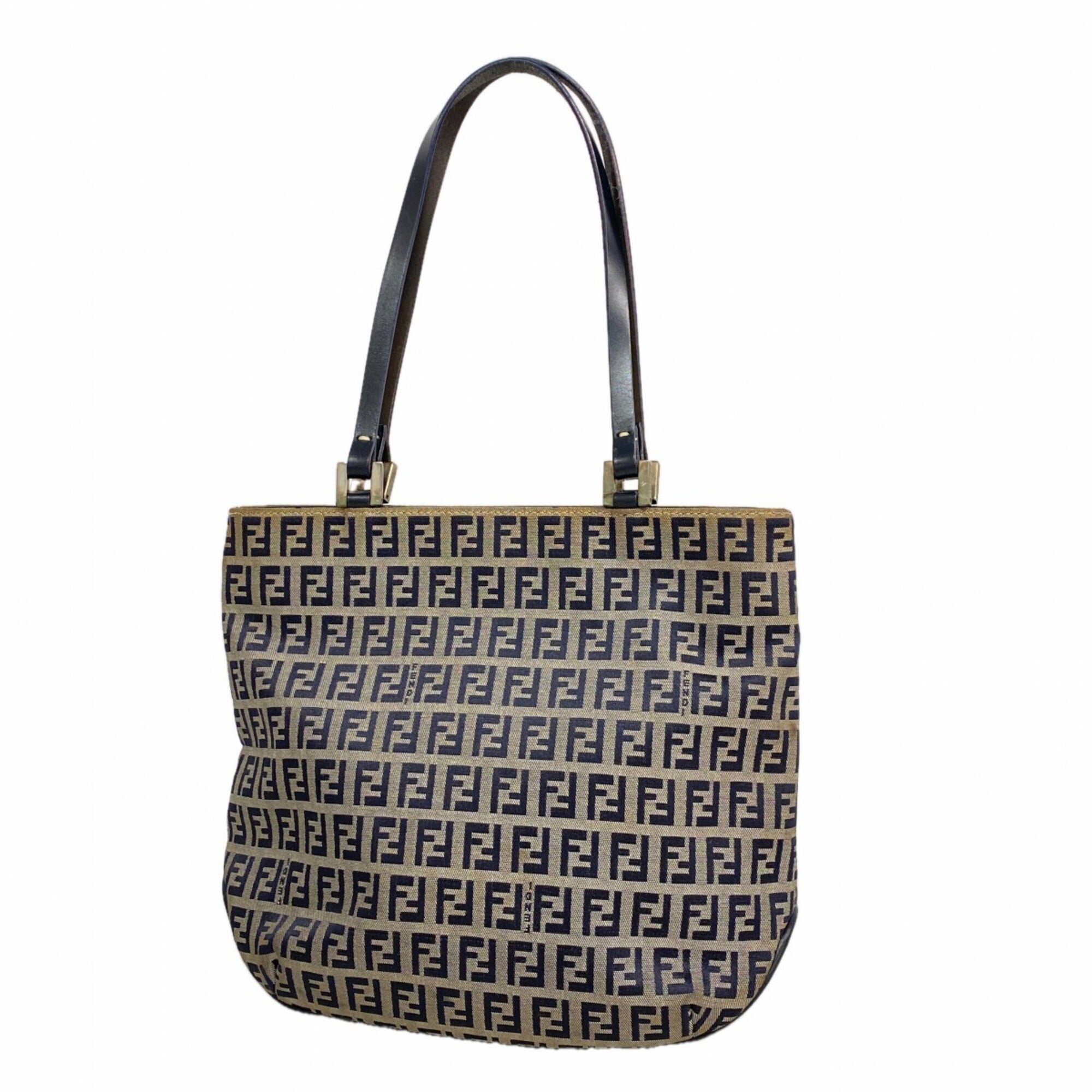 Fendi Gray Navy Nylon Canvas Tote Bag (Pre-Owned)